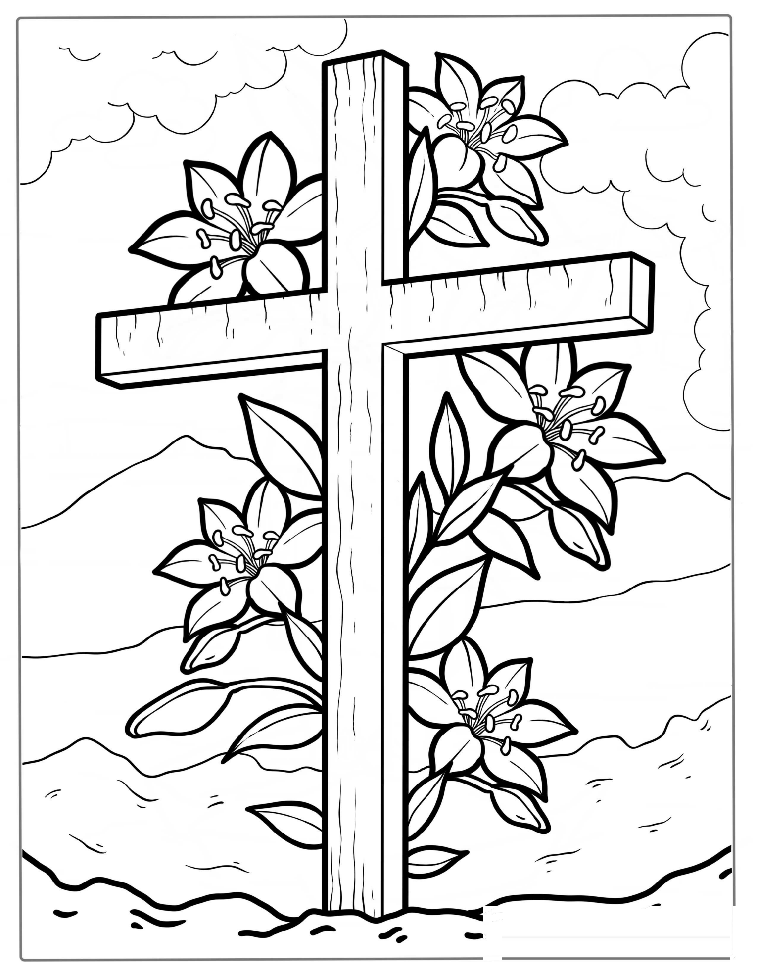 Wooden Easter Cross With Flowers