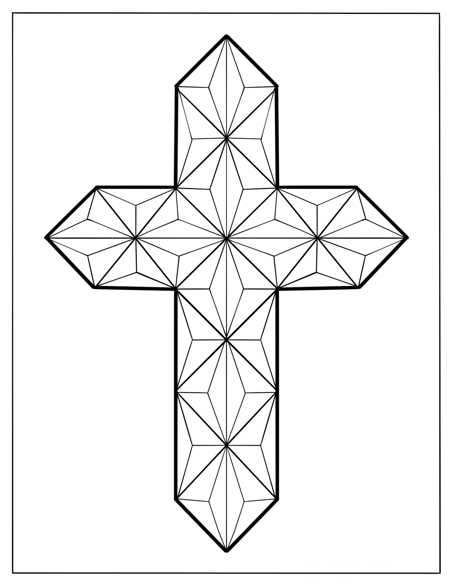 Geometric Cross Coloring Page