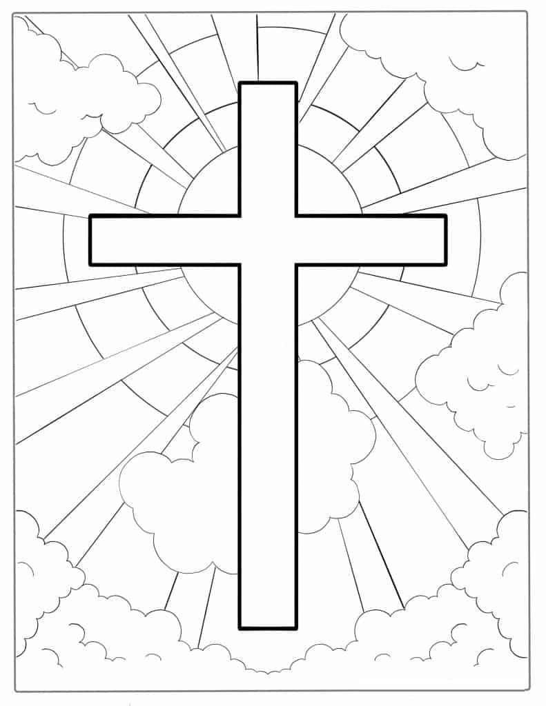 Easy Sunday School Cross For Coloring