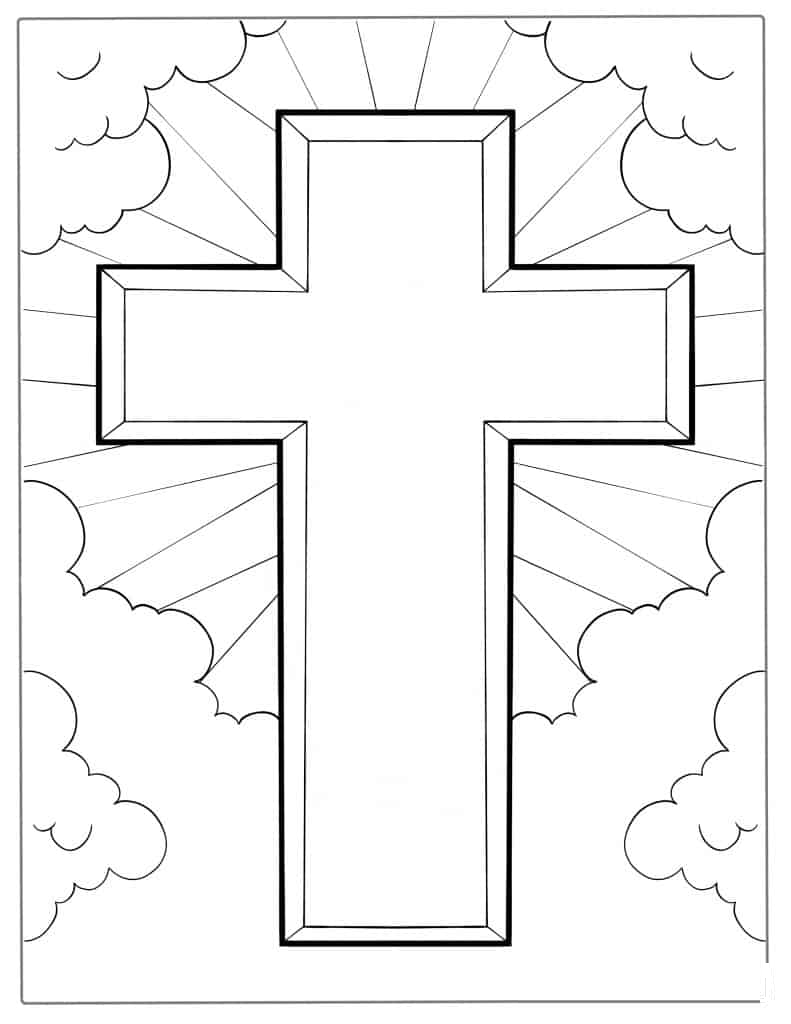 Easy Cross Coloring Sheet For Kids