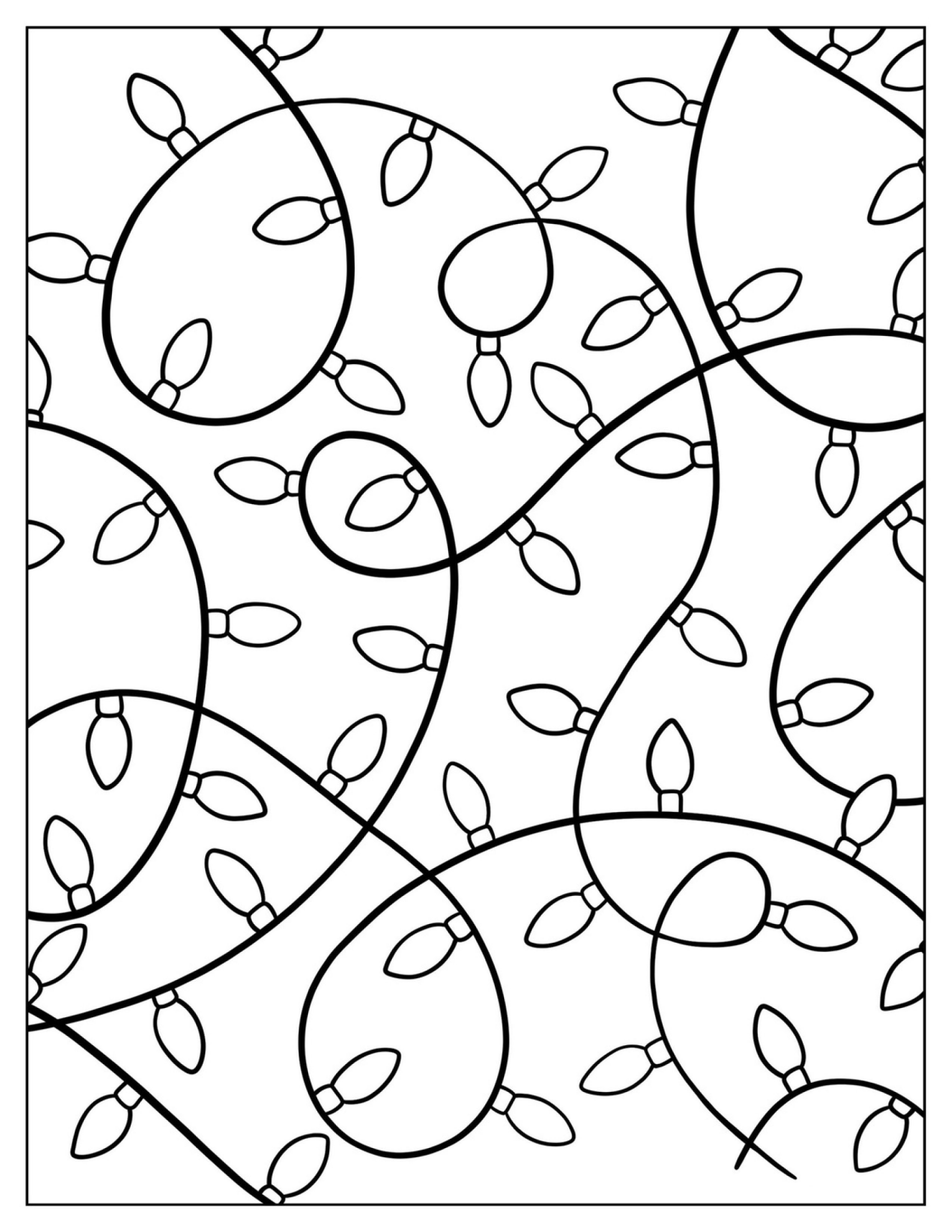 Full Page Of Festive Christmas Lights To Color