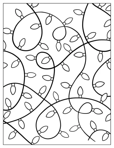 Full Page Of Festive Christmas Lights To Color
