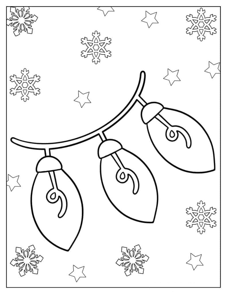 Simple To Color Christmas Light Bulbs