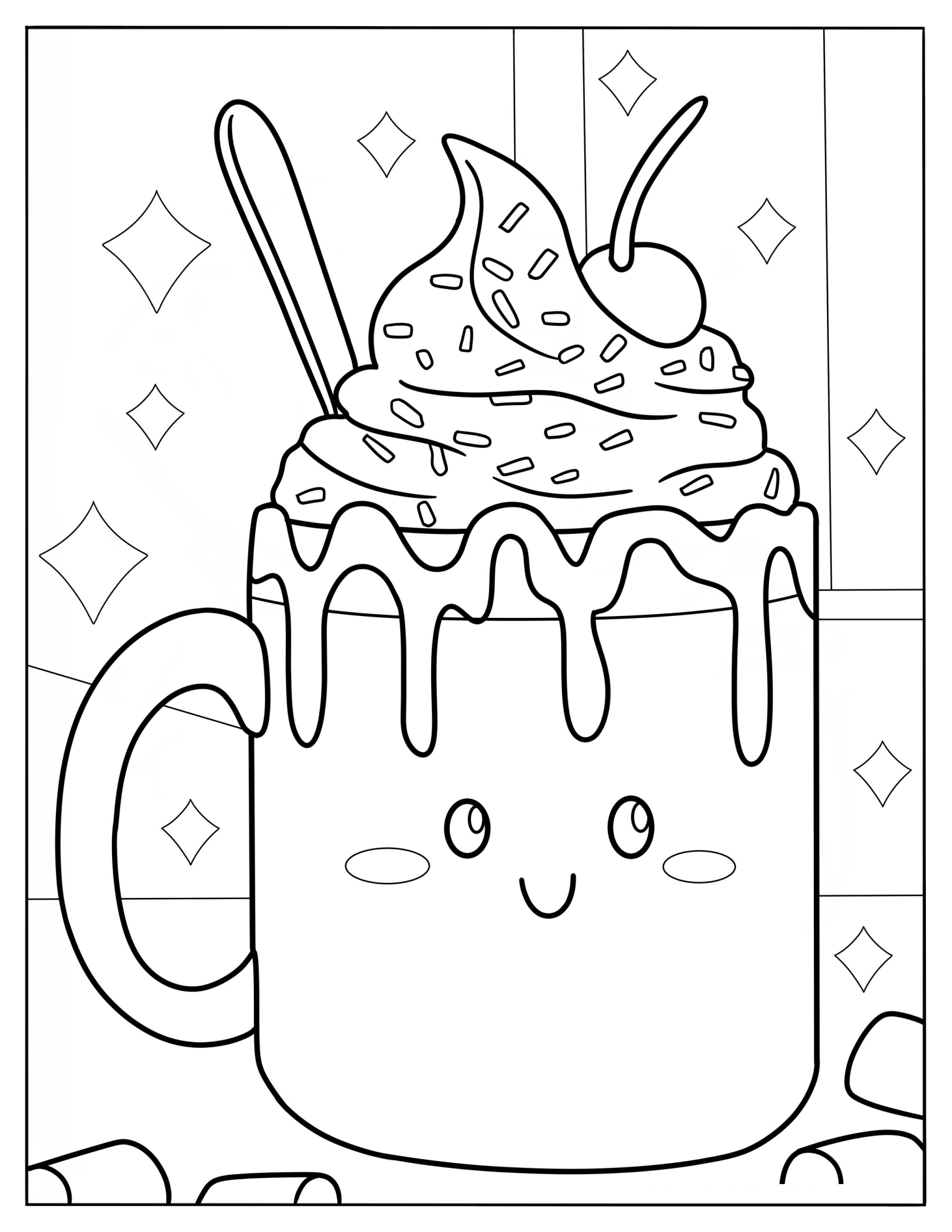 Overflowing Cup Of Hot Chocolate With Sprinkles Coloring Page
