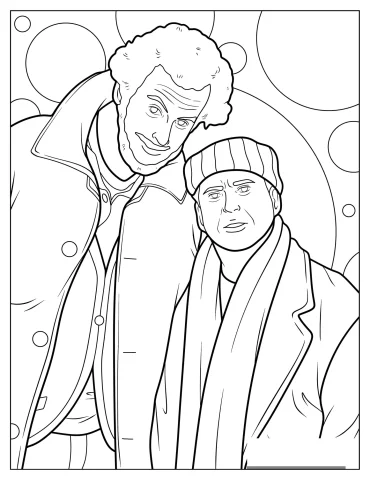 Realistic Marv And Harry Home Alone Coloring Sheet