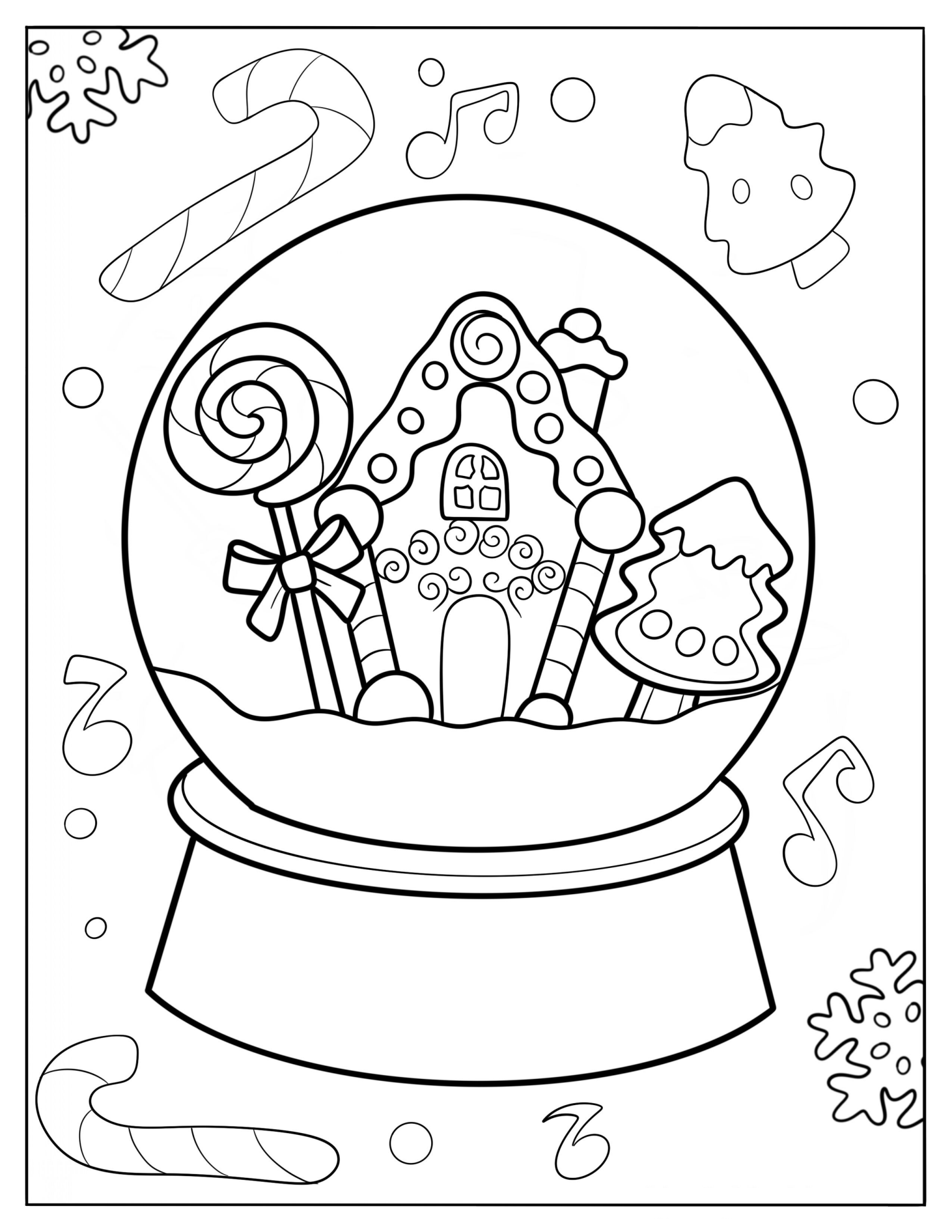Fancy Gingerbread House With Candy Cane Snow Globe