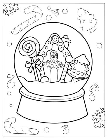Fancy Gingerbread House With Candy Cane Snow Globe