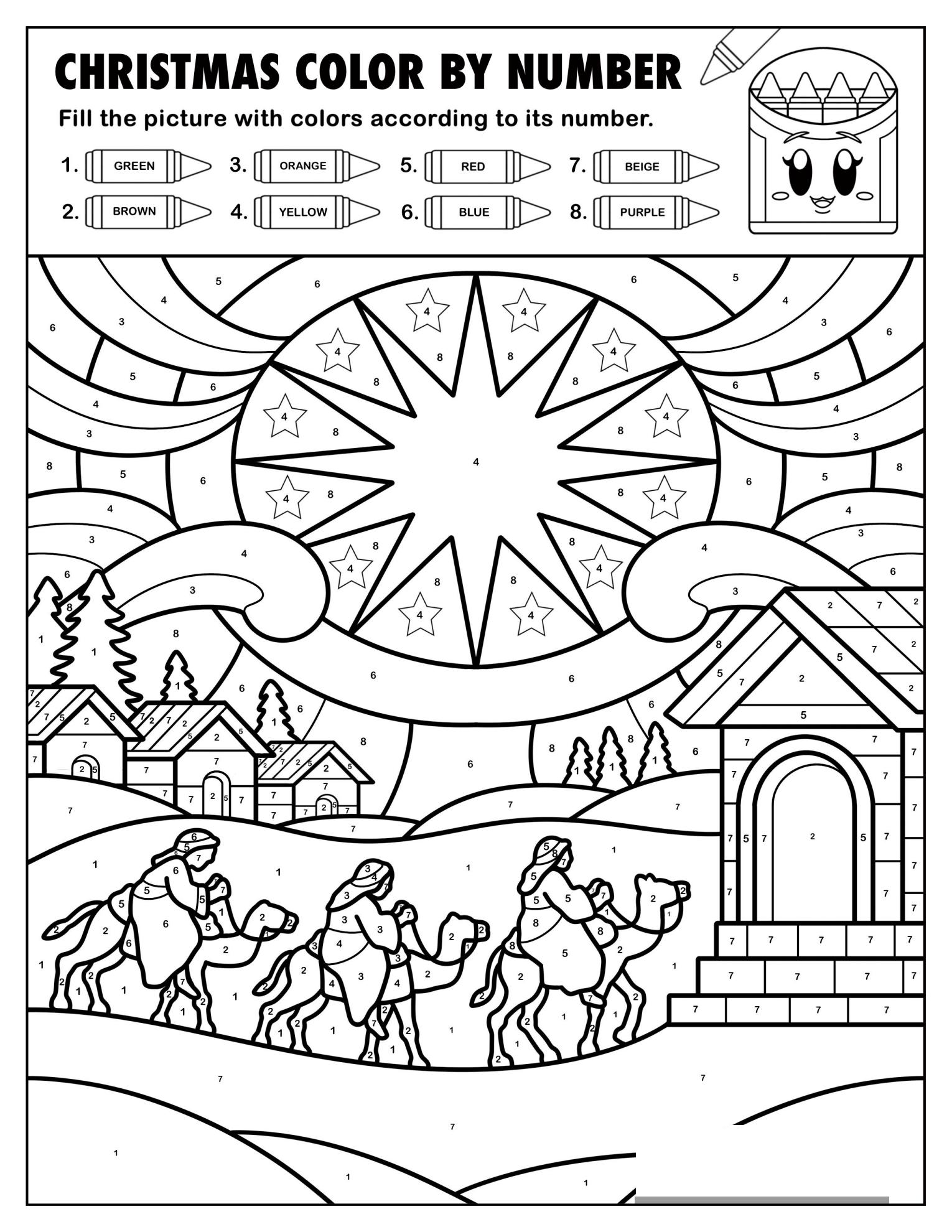 Three Kings Christmas Color by Number