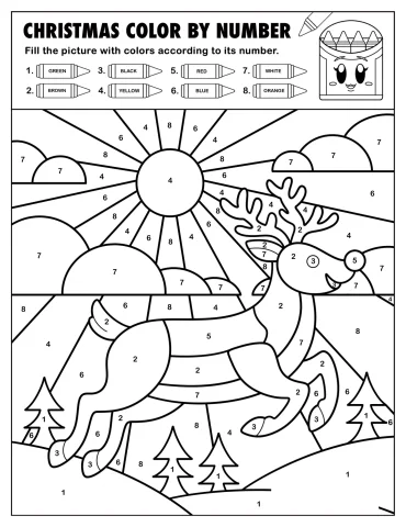 Rudolph the Red Nosed Reindeer Color by Number Coloring Page
