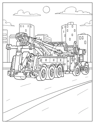 Detailed Rear View Of Integrated Tow Truck Coloring Page