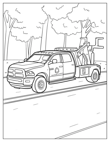 Dodge Ram 35000 Laramie Wrecker Tow Track Coloring Sheet