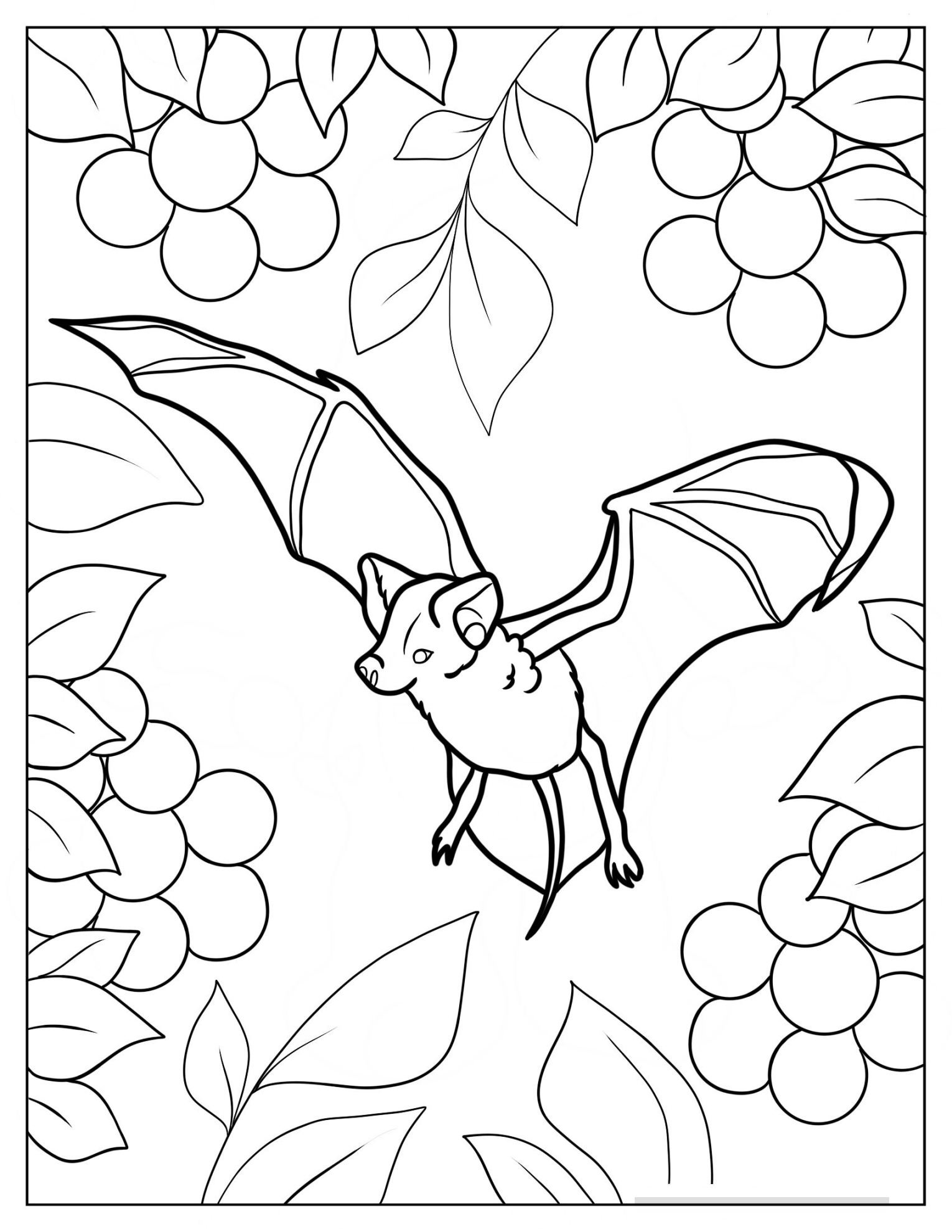 Little Brown Bat In The Air Coloring Page