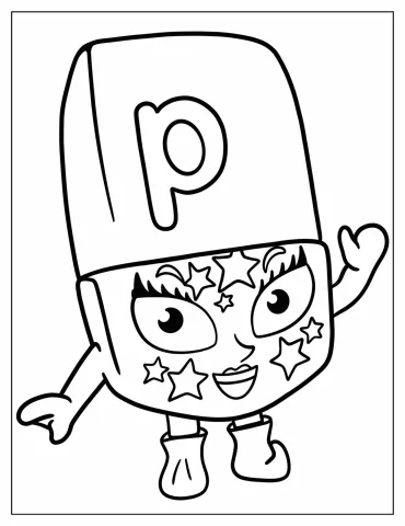Alphablock Letter P Coloring Sheet For Kids