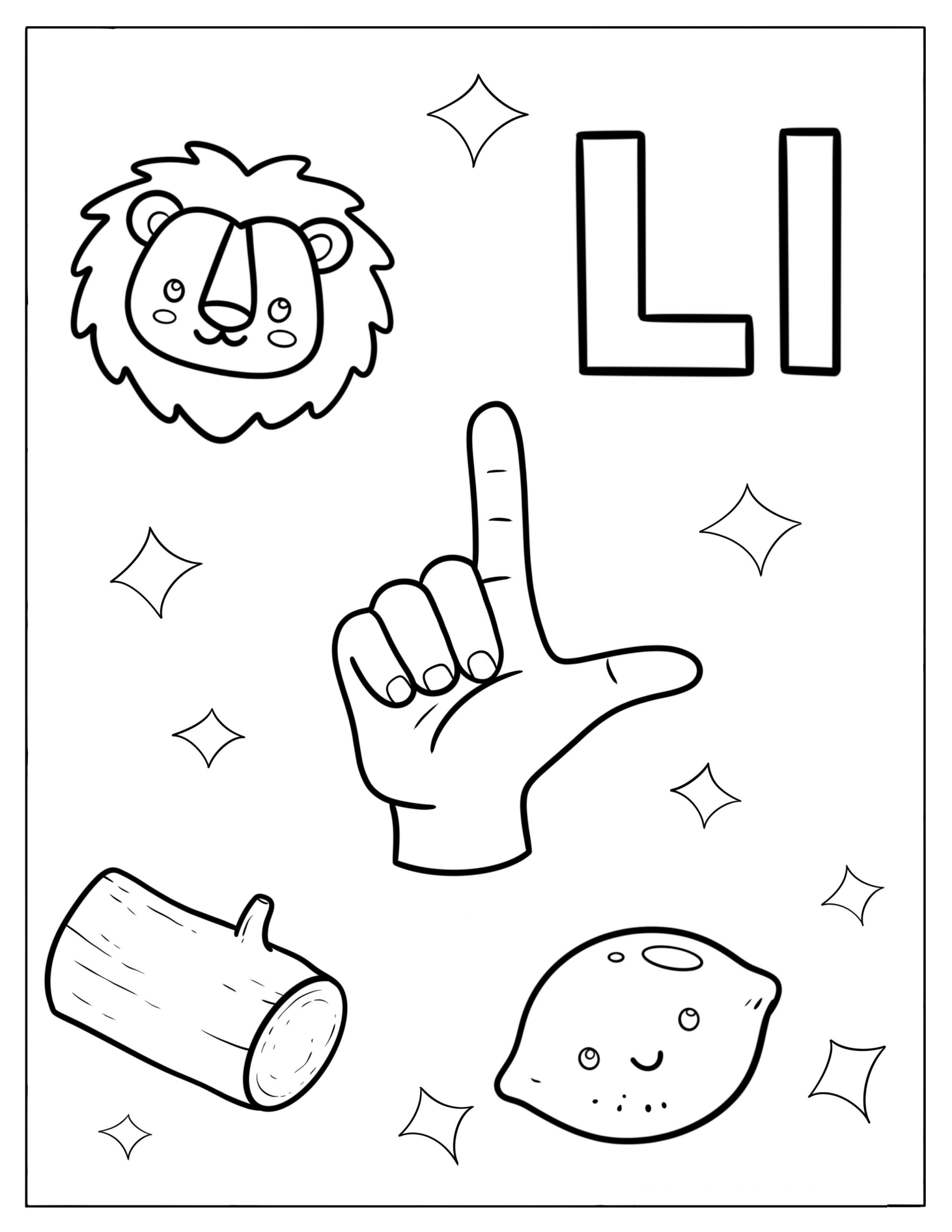 Sign Language Letter L ASL Lion, Log, and Lemon