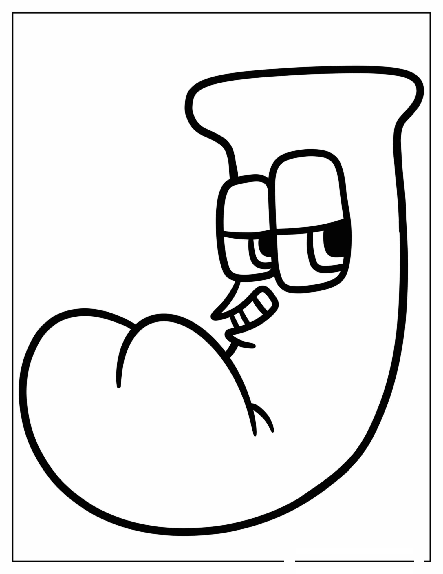 Smirking Cartoon Letter J Coloring Page For Kids