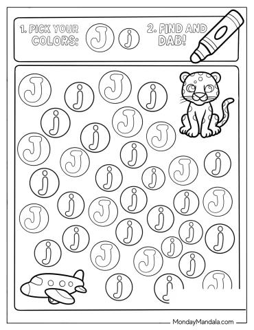 Pick Your Colors Letter J Worksheet