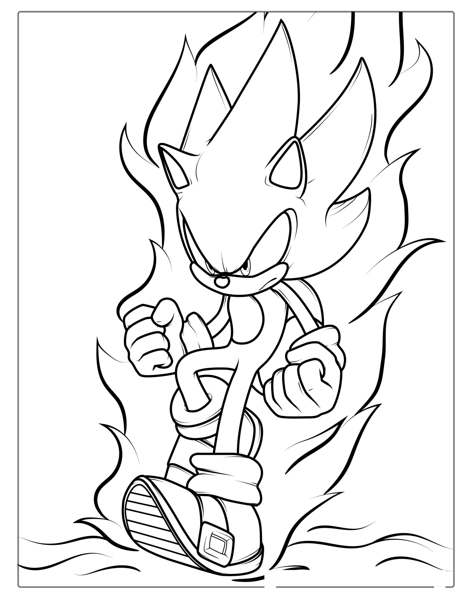 Super Sonic Coloring Page For Kids