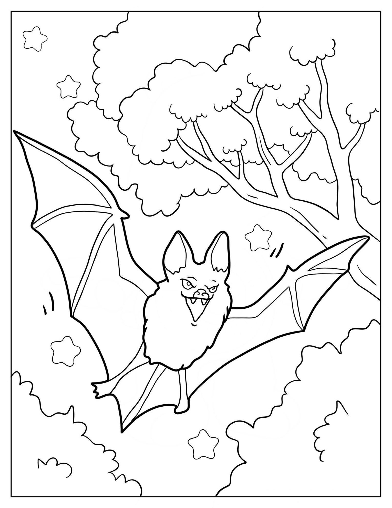Angry Bat Flying And Showing Fangs