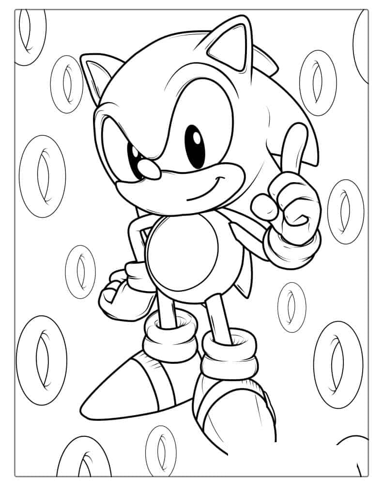 Baby Sonic With Rings To Color