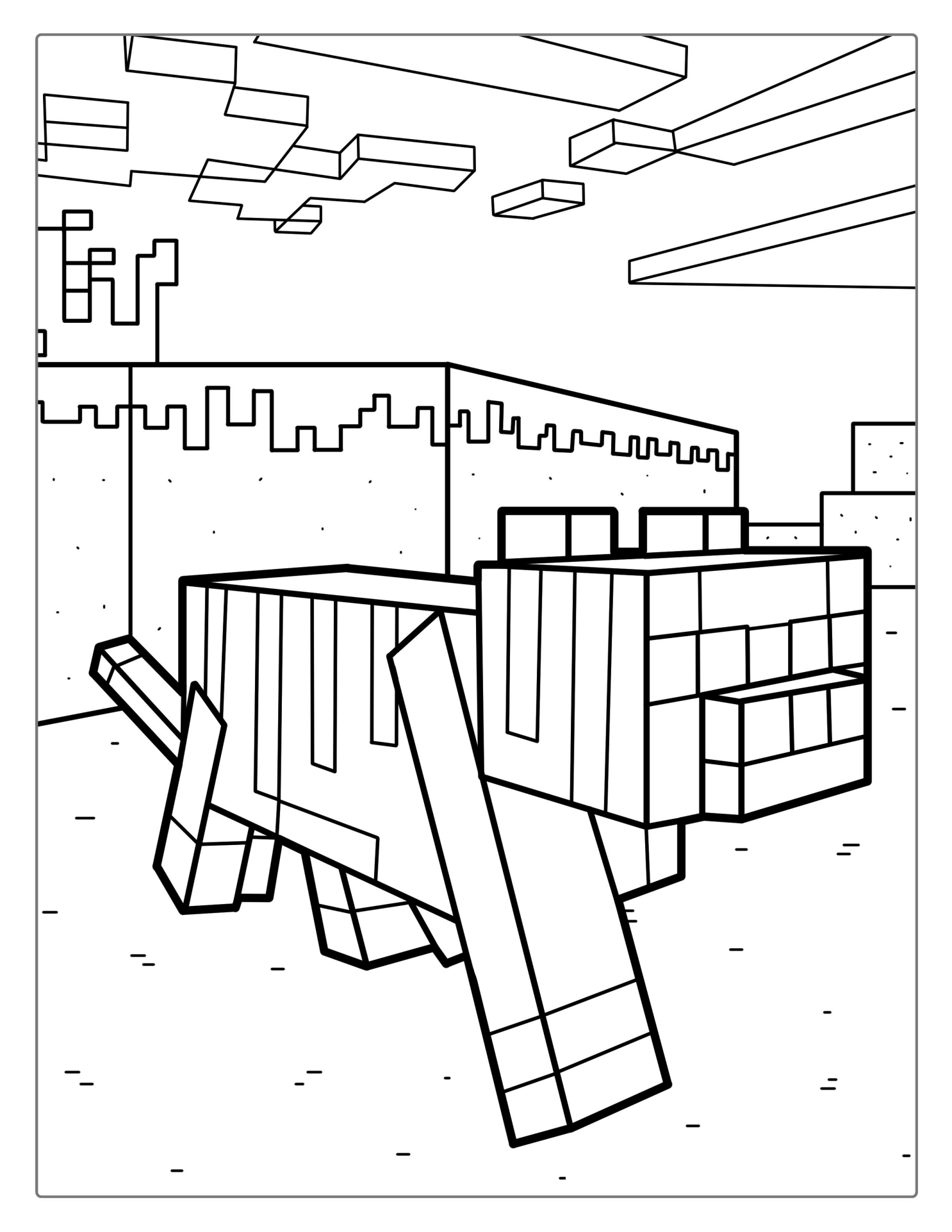 Minecraft Cat Coloring Page