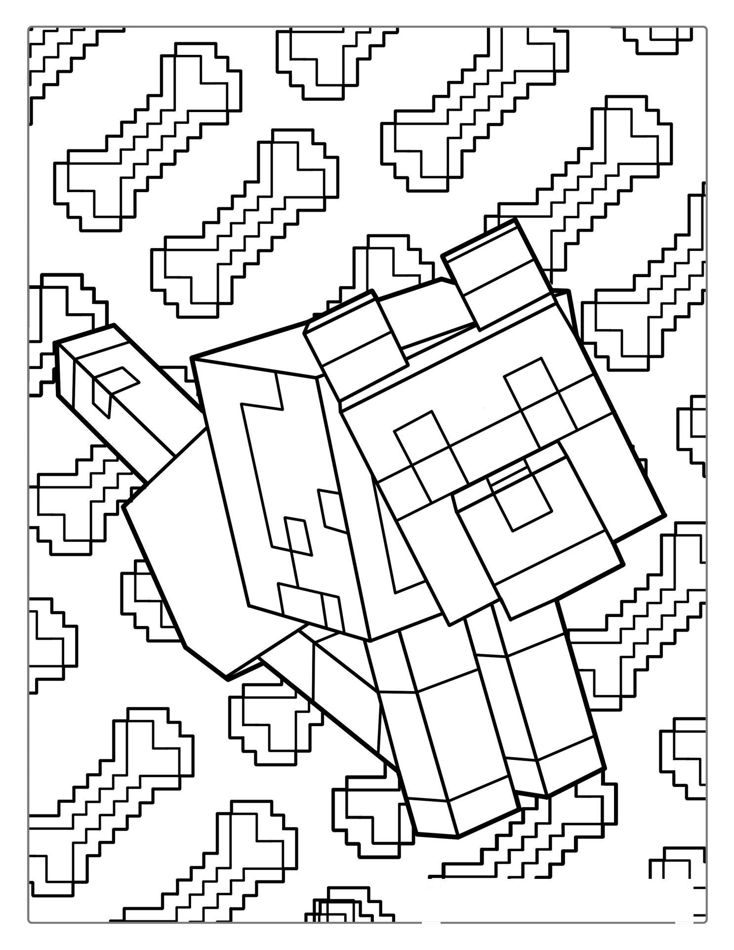 Cute Minecraft Dog Coloring Sheet