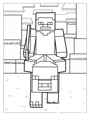 Minecraft Steve Riding Pig Coloring