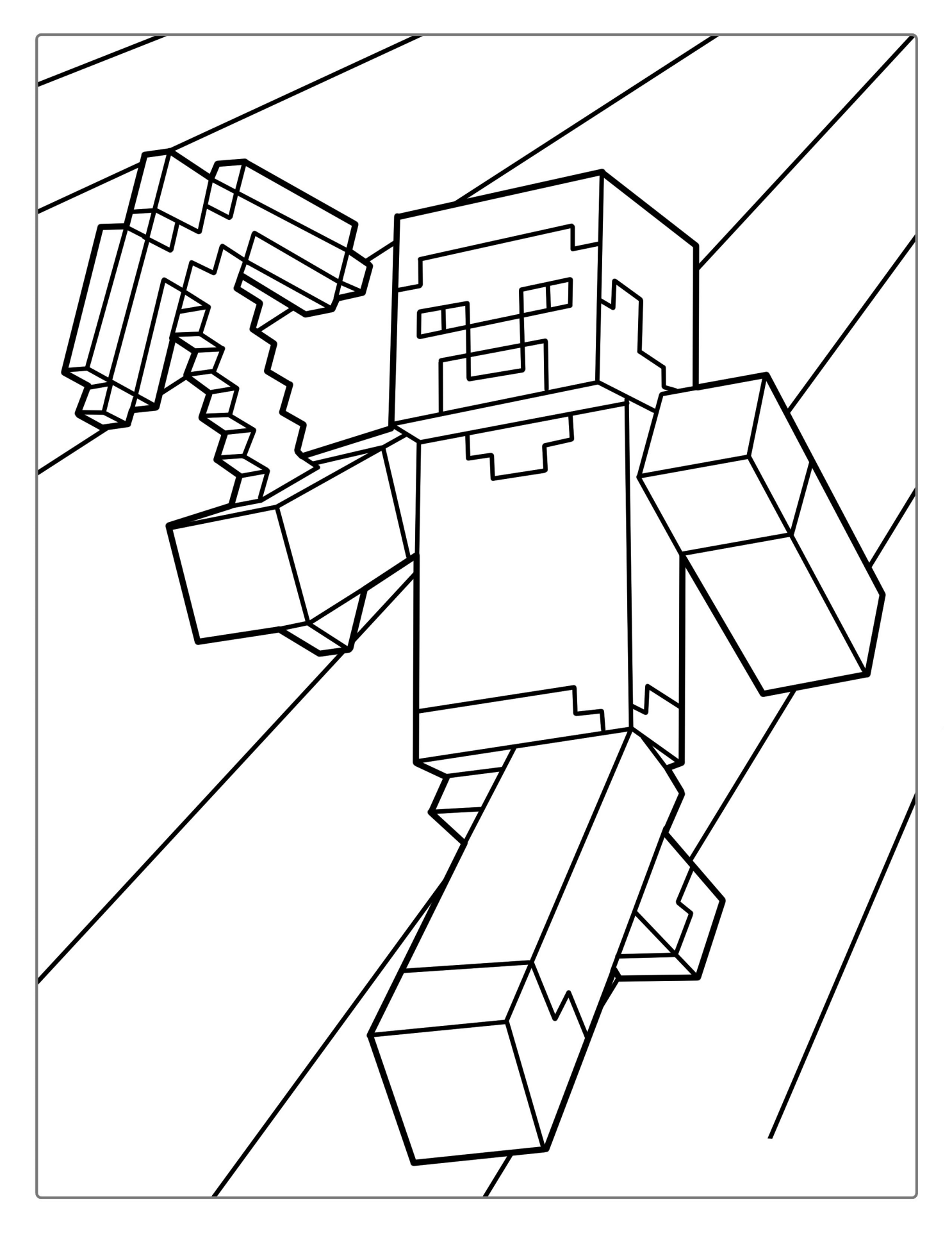 Minecraft Steve Coloring Page For Kids