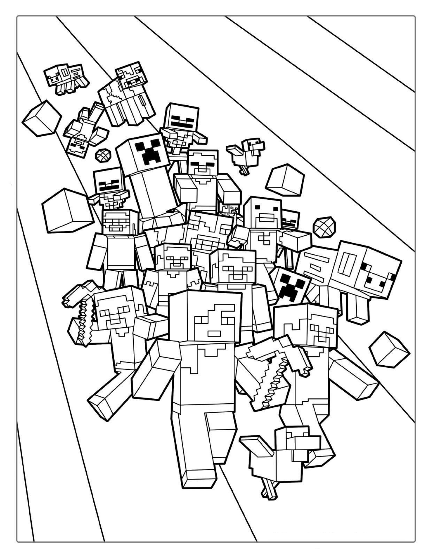 Minecraft Mob With Steve, Creeper, Alex, Pig And More