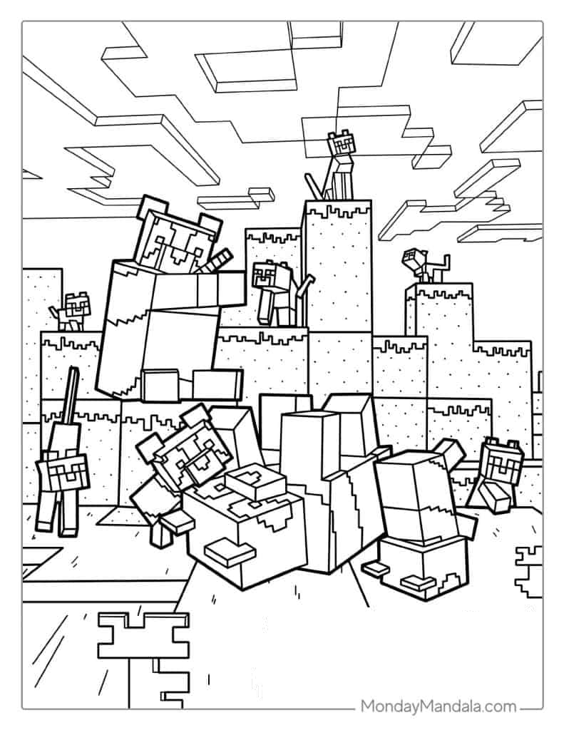 Minecraft Animals (Pandas And Cats) Coloring