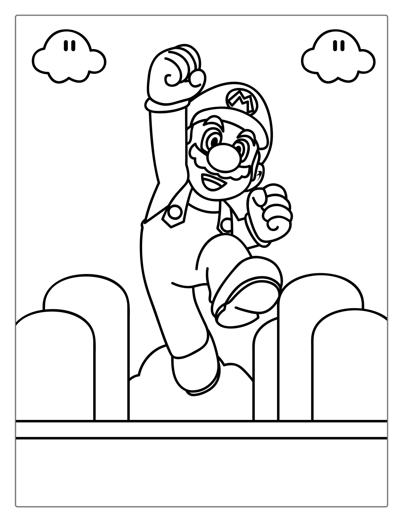 Jumping Super Mario To Color