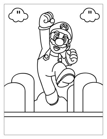 Jumping Super Mario To Color