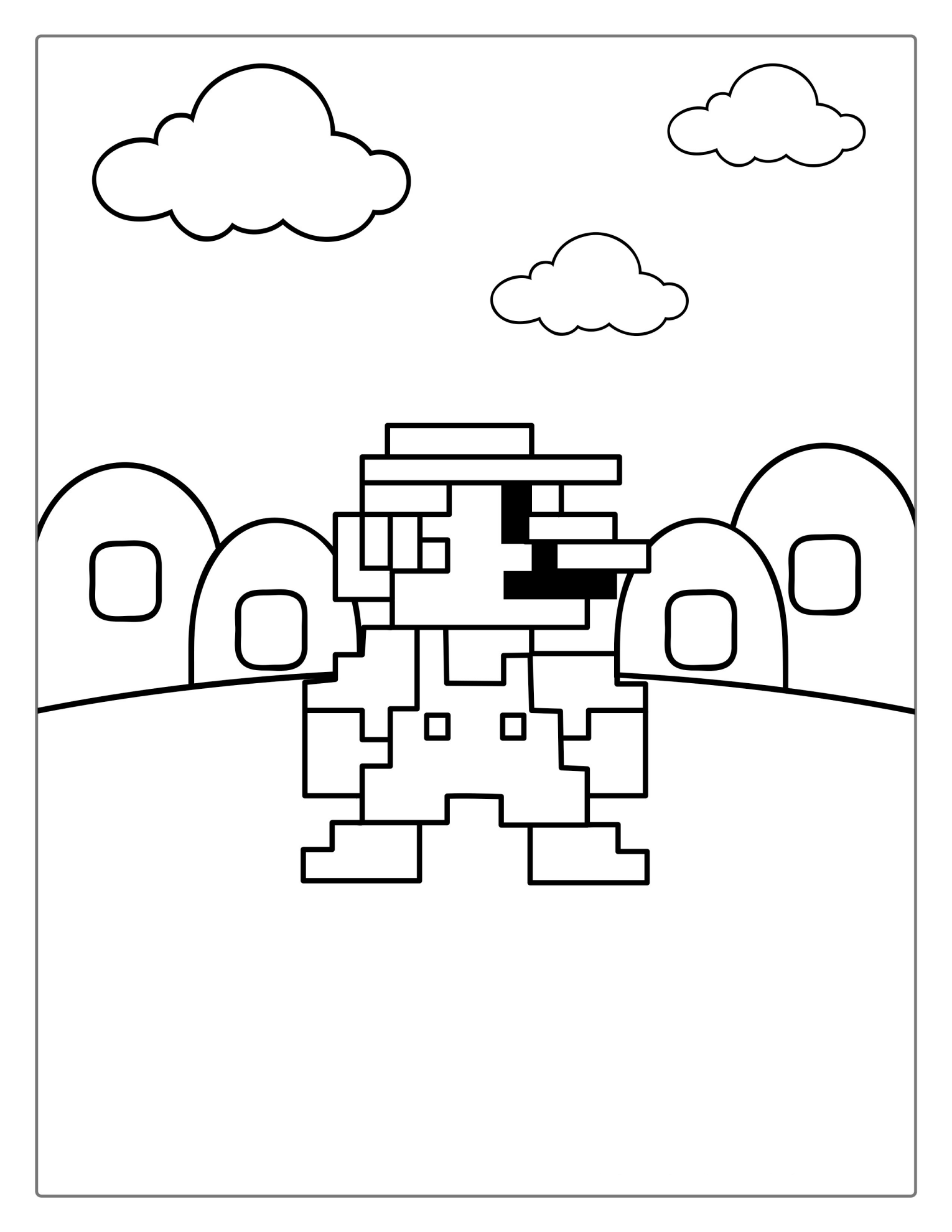 Pixelated Super Mario Coloring Page