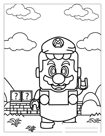 Lego Mario Coloring Sheet For Kids
