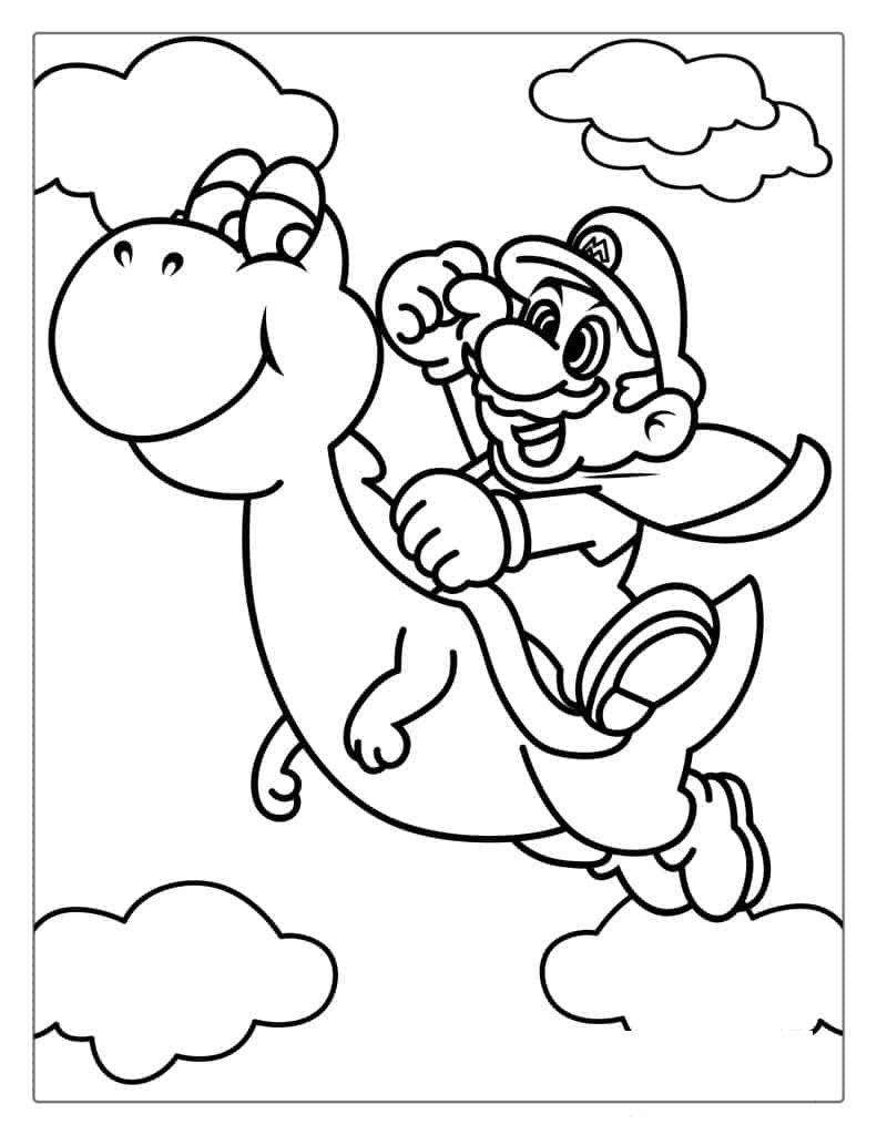Super Mario And Yoshi Coloring