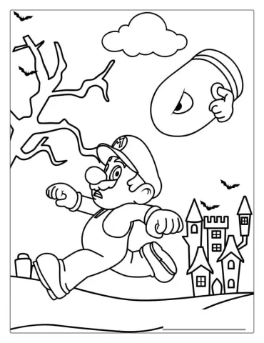 Mario Running From Bullet Bill Coloring