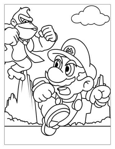 Mario And Donkey Kong Coloring Page