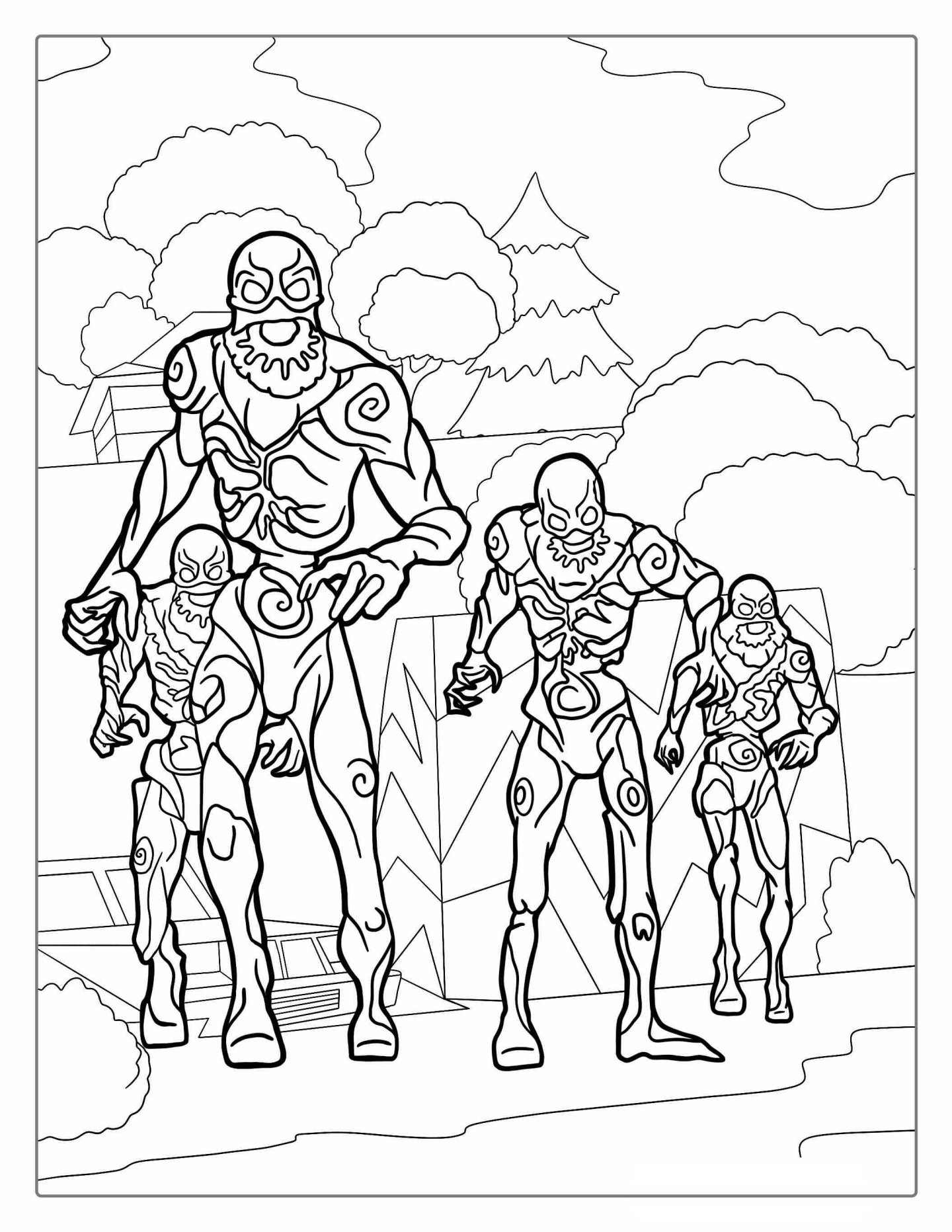 Fortnite Zombie Husks Coloring Page