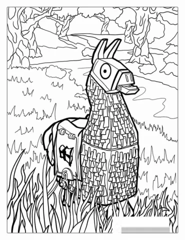 Fortnite Supply Llama Coloring Sheet For Kids