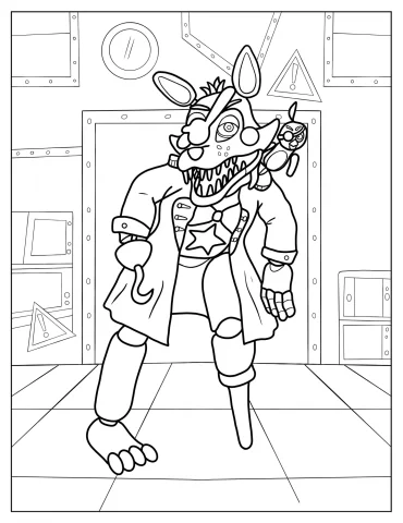 Scary Rockstar Foxy Coloring Sheet For Kids