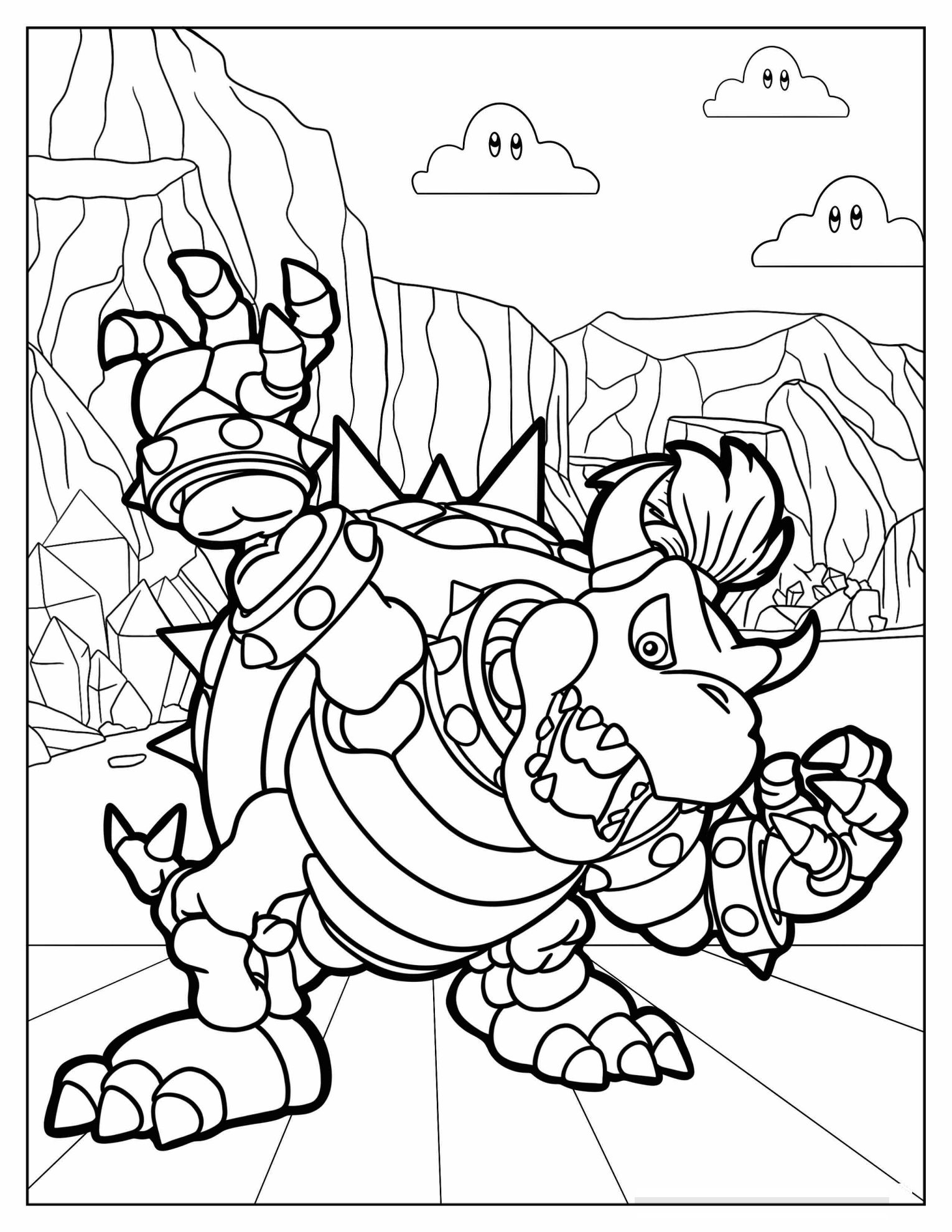 Skeleton Dry Bowser Coloring Page