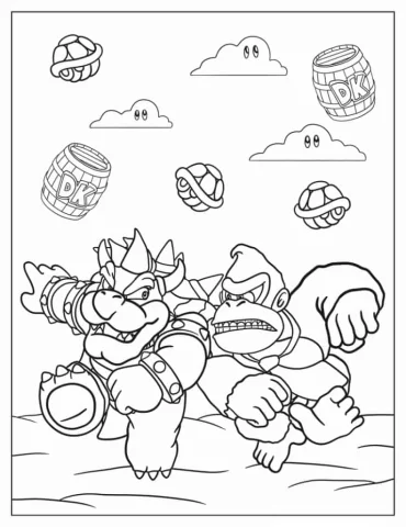 Donkey Kong And Boswer To Color