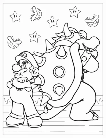 Super Mario And Bowser Coloring Sheet
