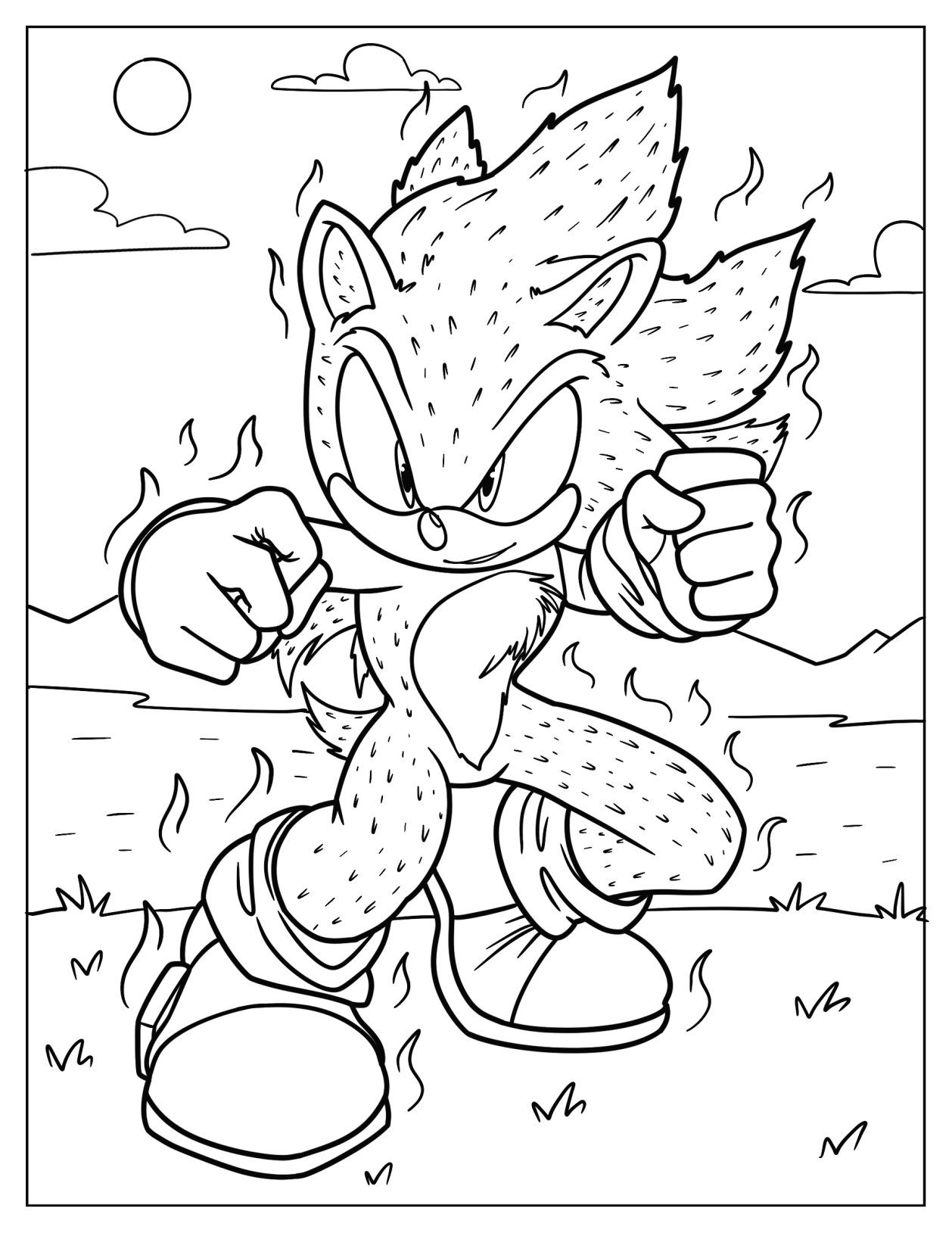 Super Sonic With Textured Skin Coloring Sheet