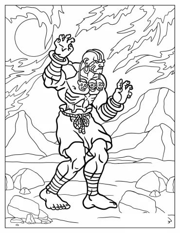 Street Fighter Dhalsim Summoning Powers Coloring Sheet