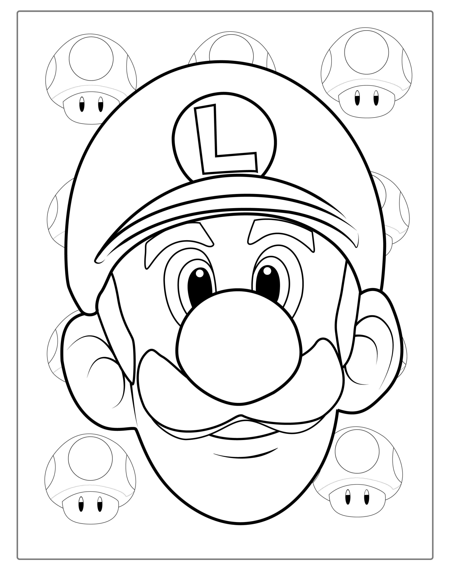 Simple Coloring Page Of Luigi Face