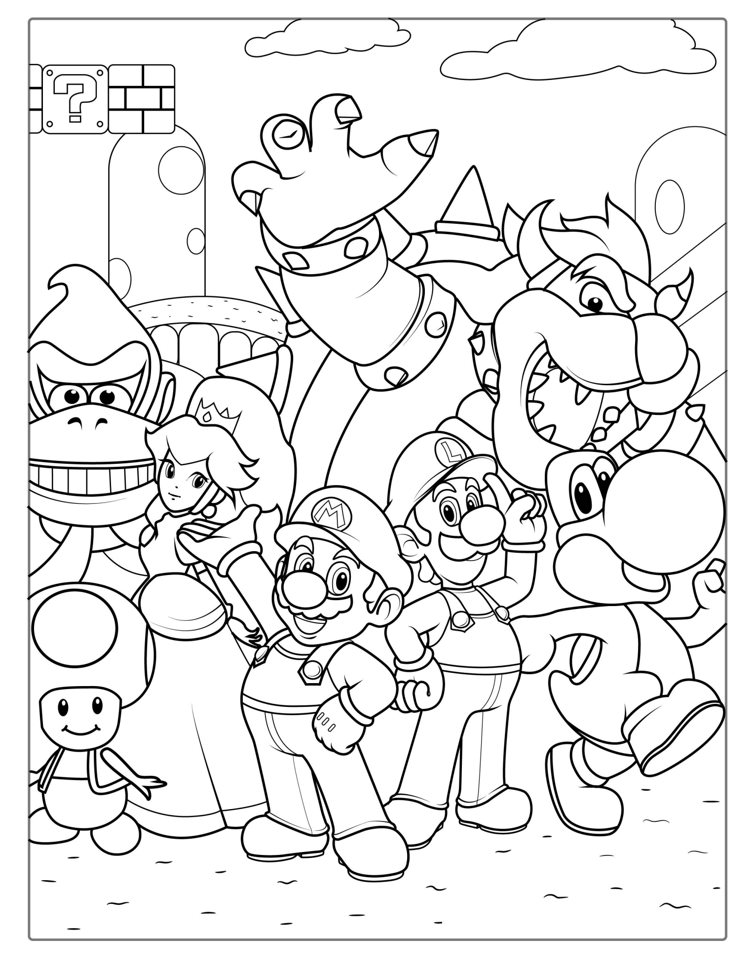Luigi With Other Iconic Nintendo Characters