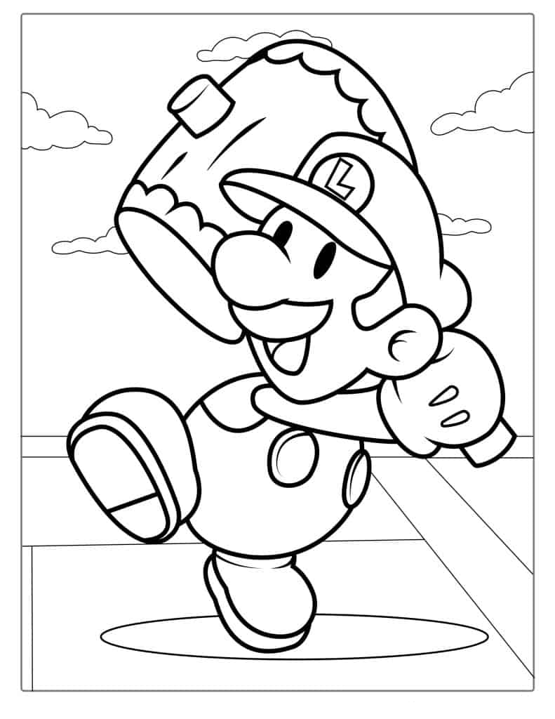 Paper Luigi Coloring Page For Kids