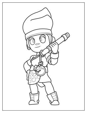 Simple Outline Of Brawl Stars Amber Coloring Page