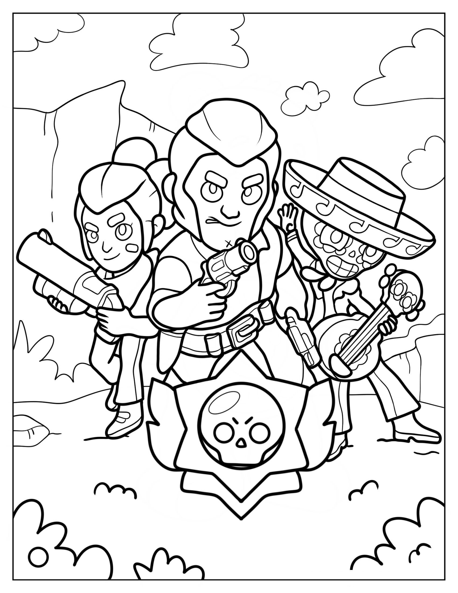 Colt, Shelly, And Poco Brawl Stars Poster Coloring Page