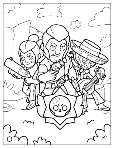Colt, Shelly, And Poco Brawl Stars Poster Coloring Page